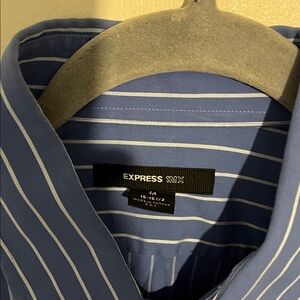 Express Men's Blue and White Striped Casual Shirt
